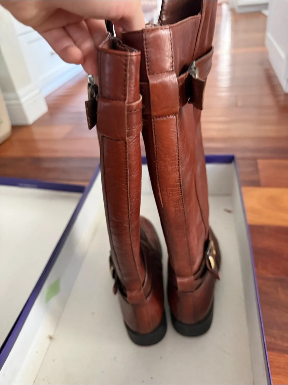 Brown Over-the-Knee Leather Boots in Cognac Par, size 5.5